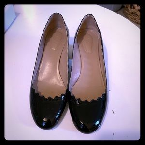 Chloe Black Patent Scalloped Pump